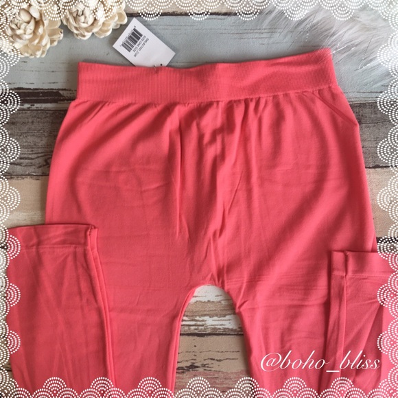 Coral Stretch Leggings NEW Footless Tights - Picture 4 of 5